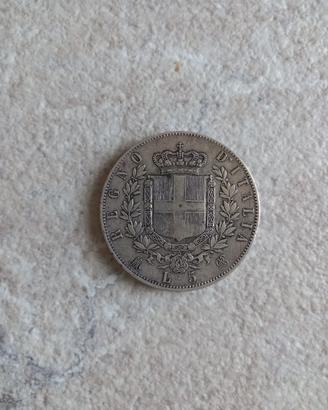 Moneta 5 lire d'argento 1873