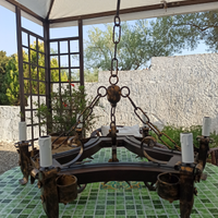 Lampadario ferro battuto per ristoranti, pub, tave