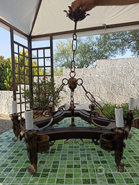 Lampadario ferro battuto per ristoranti, pub, tave