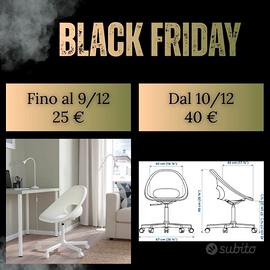 Sedia girevole con ruote bianca