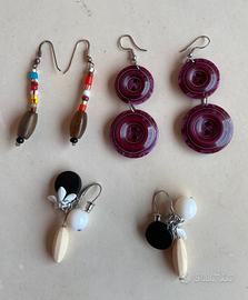 Set 3 paia di orecchini pendenti (bigiotteria)