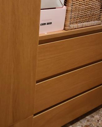 Cassettiera 6 cassetti malm rovere