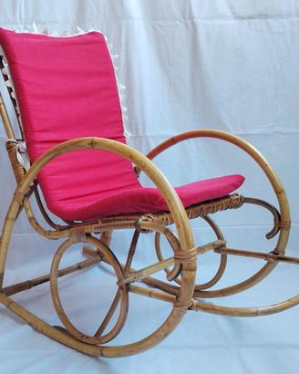 ✅Sedia a Dondolo Vintage in Bambù e Midollino