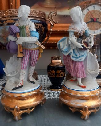 antica coppia sculture biscuit epoca primo 1800