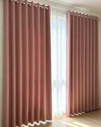 Tenda semi-oscurante rosa, 2 pezzi, 140×260 cm