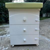 Cassettiera - fasciatoio - bagnetto bianco