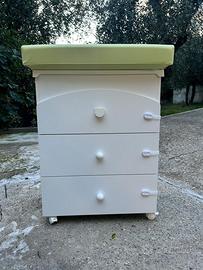 Cassettiera - fasciatoio - bagnetto bianco