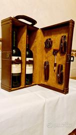 Cofanetto cuoio con vini pregiati
