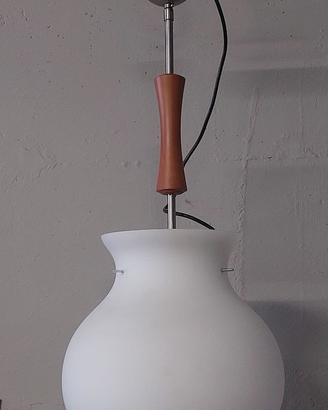 Lampadario legno /acciaio /vetro (cucina/ingresso)