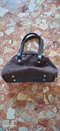 borsa da donna con presa a mano marrone vintage