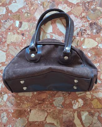 borsa da donna con presa a mano marrone vintage