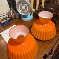 Lampade vintage in vetro opalino arancione anni 70