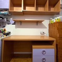 scrivania ciliegio + mensola + cubotti