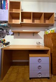 scrivania ciliegio + mensola + cubotti