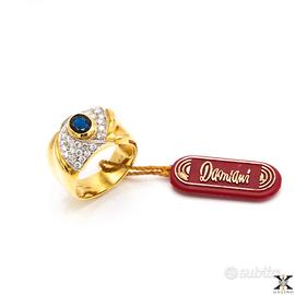 ANELLO “DAMIANI”ORO 18KT ZAFFIRO BLE' DIAM. CAS.22