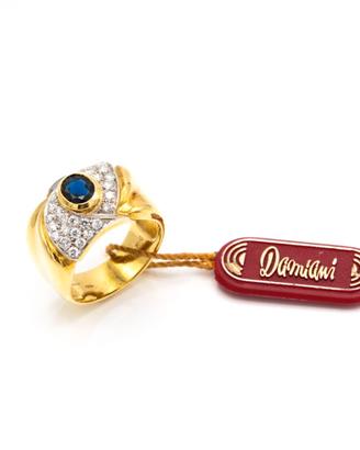 ANELLO “DAMIANI”ORO 18KT ZAFFIRO BLE' DIAM. CAS.22