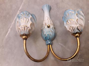 APPLIQUE DA PARETE in ceramica bianca /azzurra