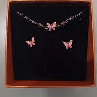 Parure argento - farfalle rosa