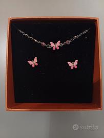 Parure argento - farfalle rosa