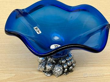 Centro Tavola Murano Vetro E Peltro. CM. 26