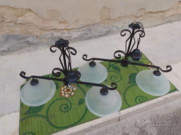 Lampadario In ferro battuto doppia lampada