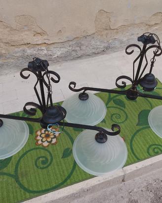 Lampadario In ferro battuto doppia lampada