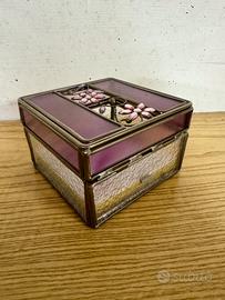 Scatola portaoggetti in vetro decorata