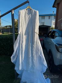 tubino da sposa in pizzo macramè.
