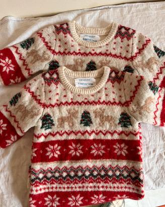 Set 2 maglioncini Natale 6-9 mesi come nuovi