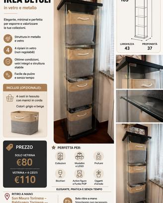Vetrina libreria IKEA DETOLF in vetro e metallo