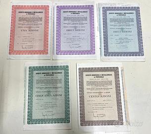 Lotto 5 Certificati Azionari mineraria Pertusola