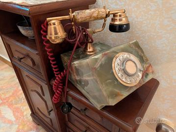 Telefono Vintage a disco in Onice e Ottone - Anni