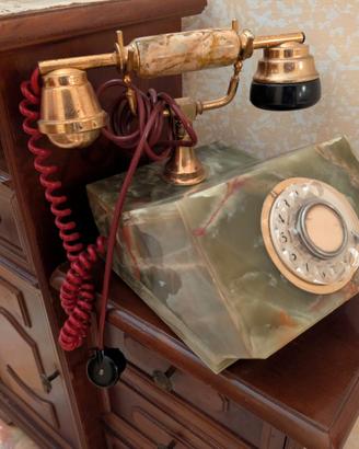 Telefono Vintage a disco in Onice e Ottone - Anni