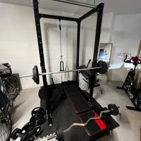 Rack professionale con Panca, set bilanceri, pesi