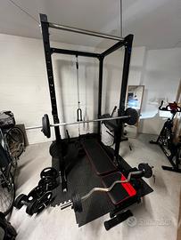 Rack professionale con Panca, set bilanceri, pesi