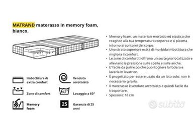 Materasso matrimoniale Ikea 160x190