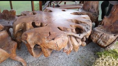 tavolo con 4 sedie in baobab