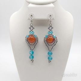 Orecchini Vintage Cristallo Corniola Rossa