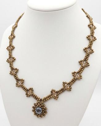 Collana Choker Ottone vintage Pendente Cristallo