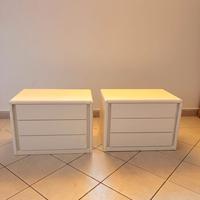2 comodini in legno massello a 3 cassetti