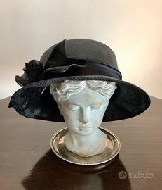 Cappellino nero in paglia di Firenze nuovo
