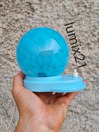 Opalino lampada comodino azzurro sfera vintage 