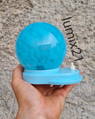Opalino lampada comodino azzurro sfera vintage 