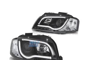 FARI AUDI A3 8P 03-08 CON DRL LED NERI