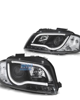 FARI AUDI A3 8P 03-08 CON DRL LED NERI