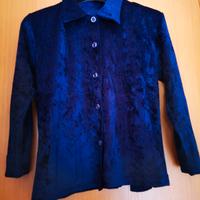 Camicia da bambina in velluto blu