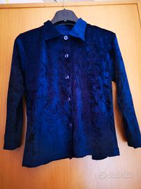 Camicia da bambina in velluto blu