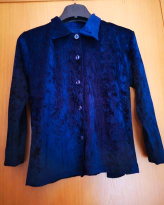 Camicia da bambina in velluto blu