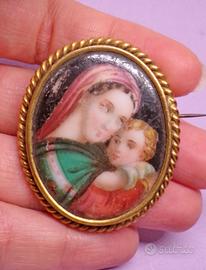 ANTICA SPILLA XIX SECOLO porcellana dipinta '800
