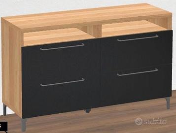 Ikea BESTA credenza effetto rovere / blu scuro